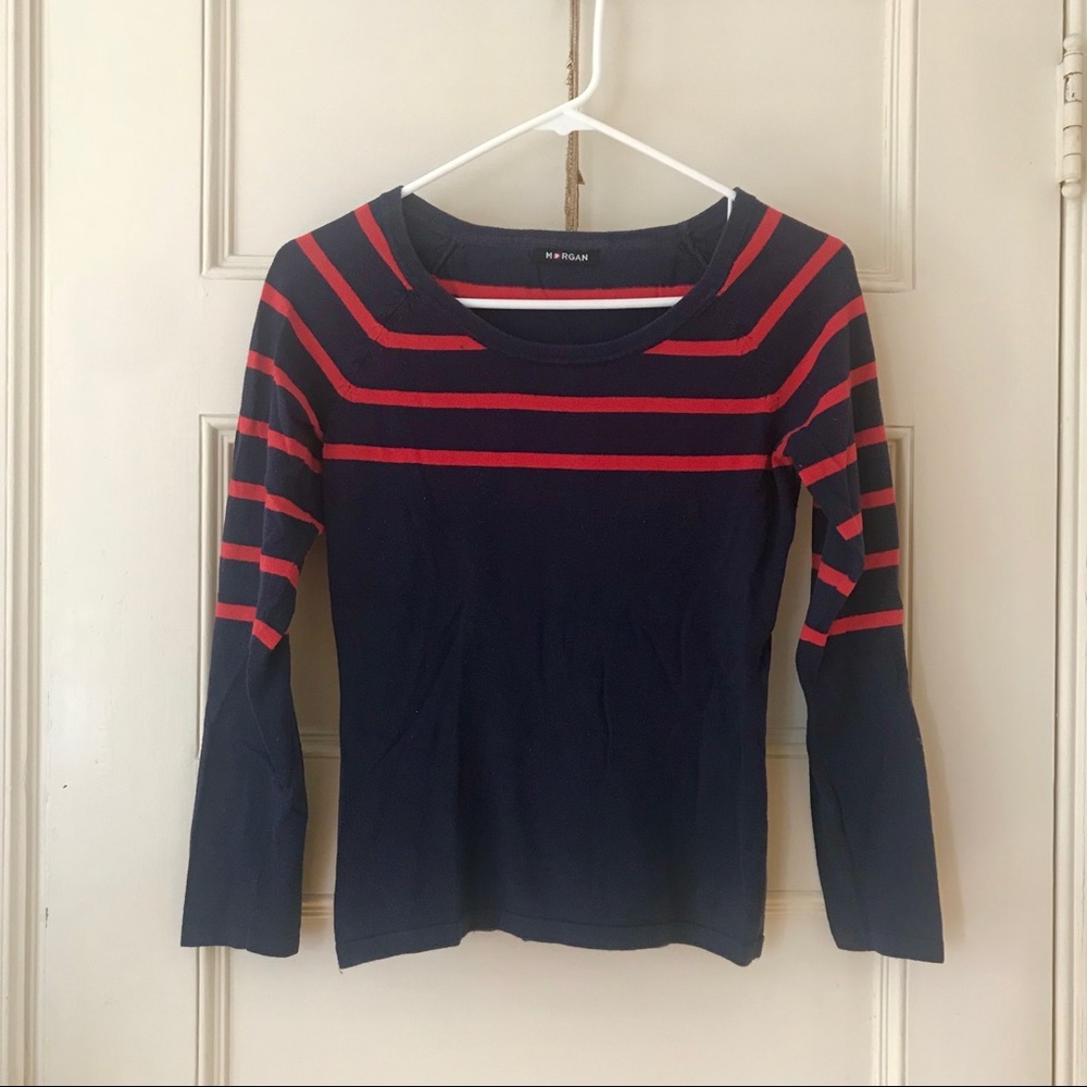 Morgan Navy Red French Shirt  Marinière